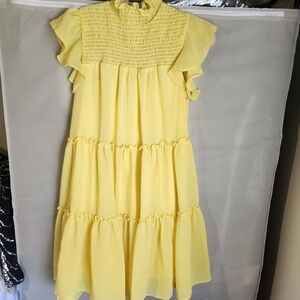 Maison Tara Yellow Ruffled Casual Dress